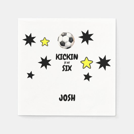 Kickin het op Six Soccer 6th Birthday Party Servet (Voorkant)