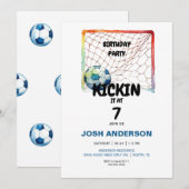 Kickin het Voetbal Verjaardagsfeest Kaart (Voorkant / Achterkant)