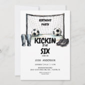 Kickin het Voetbal Verjaardagsfeest Kaart (Voorkant)