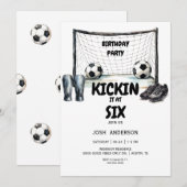 Kickin het Voetbal Verjaardagsfeest Kaart (Voorkant / Achterkant)