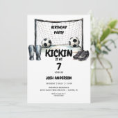 Kickin het Voetbal Verjaardagsfeest Kaart (Staand voorkant)