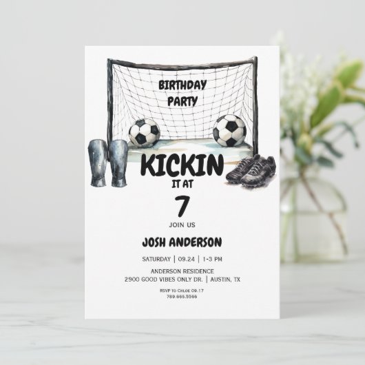 Kickin het Voetbal Verjaardagsfeest Kaart (Staand voorkant)