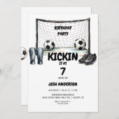 Kickin het Voetbal Verjaardagsfeest Kaart (Voorkant / Achterkant)