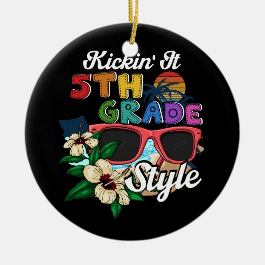 Kickin' IT 5e graad stijl terug naar school elemen Keramisch Ornament (Voorkant)