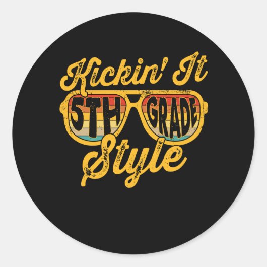 Kickin it 5th Grade Style Student Team Ronde Sticker (Voorkant)