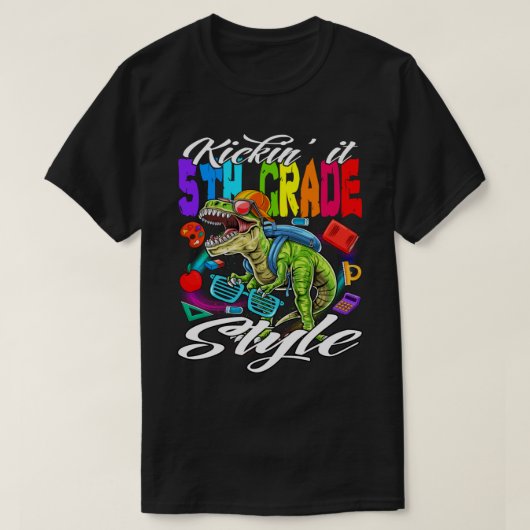 Kickin it 5th Grade Style Terug naar schoolmonster T-shirt (Design voorkant)