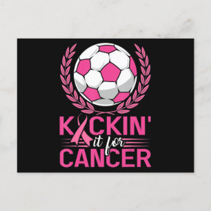 Kickin it for Cancer Soccer Pink Ribbon Breast Can Briefkaart