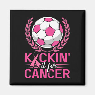 Kickin it for Cancer Soccer Pink Ribbon Breast Can Magneet