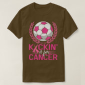 Kickin it for Cancer Soccer Pink Ribbon Breast Can T-shirt (Design voorkant)