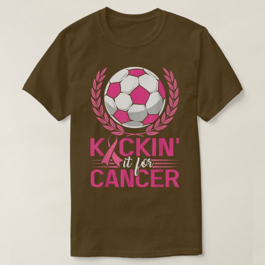 Kickin it for Cancer Soccer Pink Ribbon Breast Can T-shirt (Design voorkant)