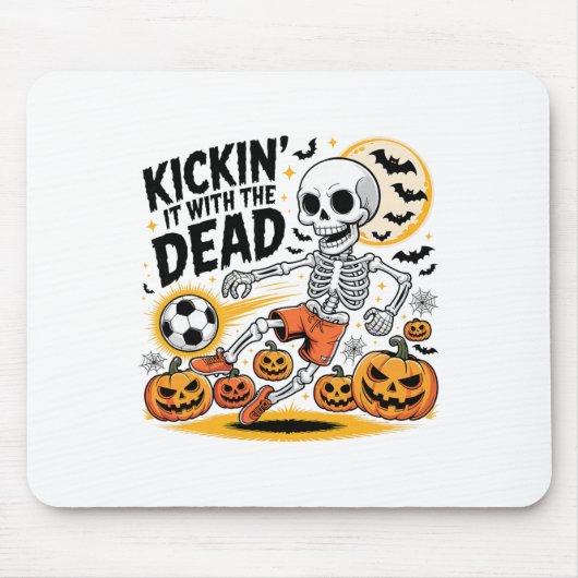 Kickin' It Halloween Skeleton Soccer Player Muismat (Voorkant)