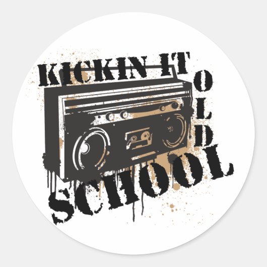 Kickin it Old School Ronde Sticker (Voorkant)