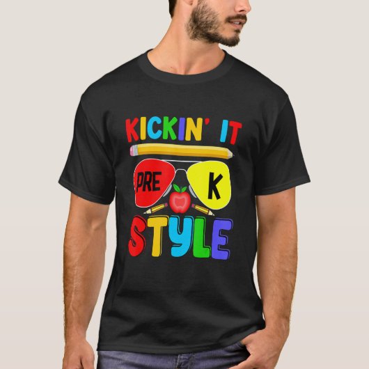 Kickin it Pre K Style Back to School Teacher Kids T-shirt (Voorkant)