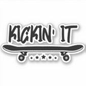 Kickin it Skateboard 4-inch Kiss Cut Vinyl Sticker (Voorkant)
