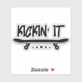 Kickin it Skateboard 4-inch Kiss Cut Vinyl Sticker (Vel)