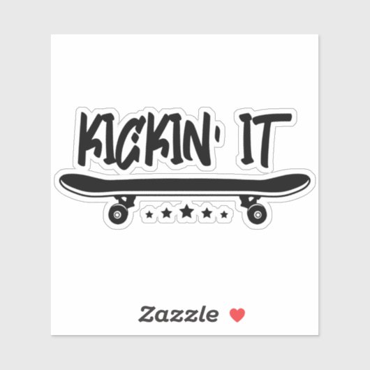 Kickin it Skateboard 4-inch Kiss Cut Vinyl Sticker (Vel)
