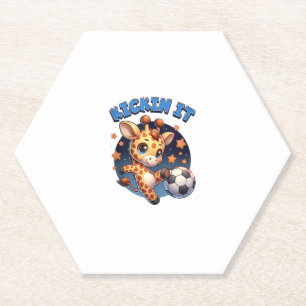 Kickin It Soccer Player Giraffe Ball Girls An Kartonnen Onderzetters
