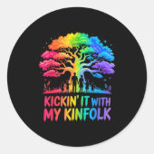 Kickin' It With My Kinfolk Funny Family Reunion  Ronde Sticker (Voorkant)