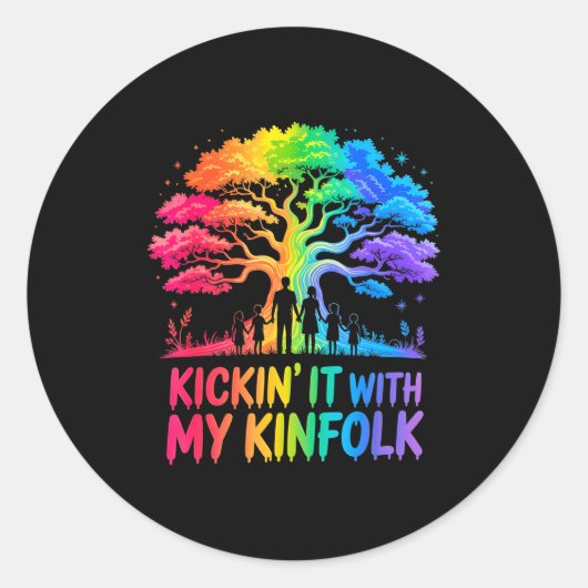 Kickin' It With My Kinfolk Funny Family Reunion  Ronde Sticker (Voorkant)