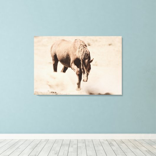 Kickin omhoog de Stofgestrekte Druk van het Canvas (Insitu (Houten vloer))