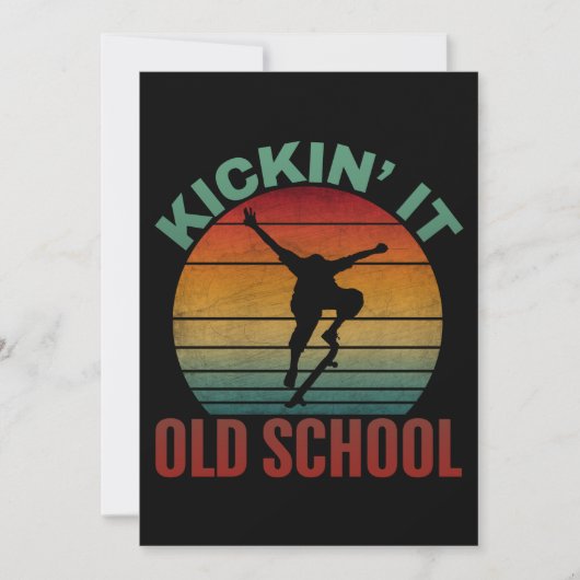 Kickin 't Old School Skateboarden Skateboard Kaart (Voorkant)