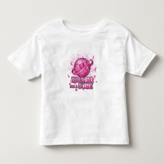 Kicking for a Cure – Roze Voetbal Borstkanker Awa Kinder Shirts (Voorkant)