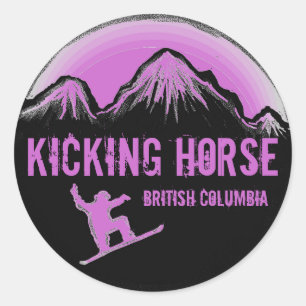 Kicking Horse BC Canada paarse snowboard stickers