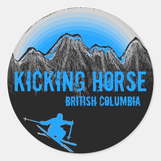 Kicking Horse Brits Columbia blauw ski-stickers Ronde Sticker (Voorkant)