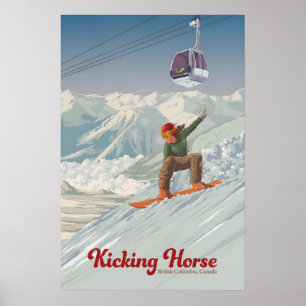 Kicking Horse Canada Snowboarden Reisposter Poster