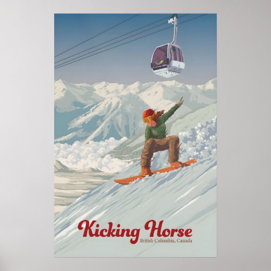 Kicking Horse Canada Snowboarden Reisposter Poster (Voorkant)