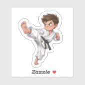 Kicking Karate Student Sticker (Vel)