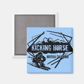 Kicking Paard British Columbia blauwe ski magneet (Voorkant / Achterkant)