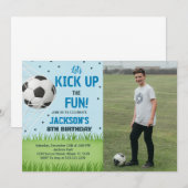 Kickoff Voetbal Verjaardag Uitnodiging met foto (Voorkant / Achterkant)