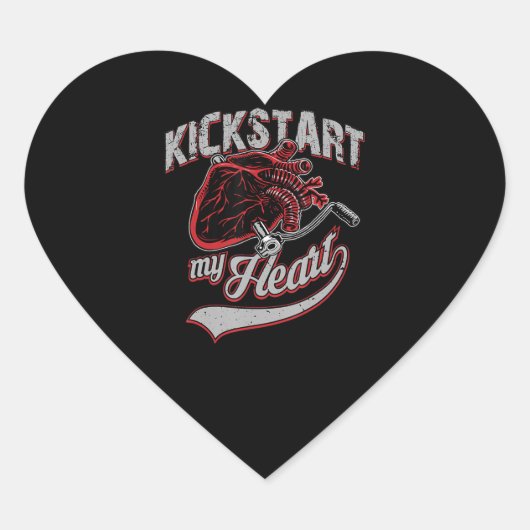 Kickstart My Heart Motorcycle Art Gift Hart Sticker (Voorkant)