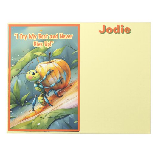 Kid Affirmation: "I Try My Best and Never Give Up" Notitieblok (Voorkant)