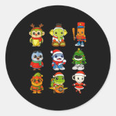 Kid Brainrot Pajama Christmas 2025 Holiday Los Dic Ronde Sticker (Voorkant)