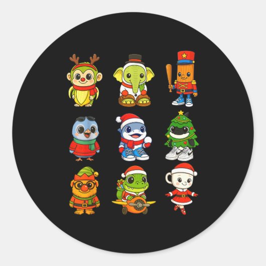 Kid Brainrot Pajama Christmas 2025 Holiday Los Dic Ronde Sticker (Voorkant)