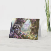 Kid Happy Easter Cute Raccoon and Easter Eggs Kaart (Voorkant)