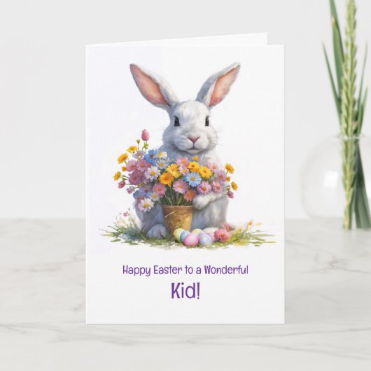 Kid or Child Happy Easter with Cute Bunny  Kaart (Voorkant)