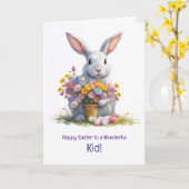 Kid or Child Happy Easter with Cute Bunny  Kaart (Gele Bloem)