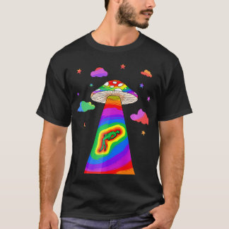 Kidcore Aesthetische Alien UFO-ontvoering paddenst T-shirt