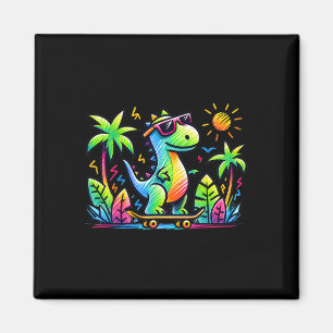 Kidcore esthetiek dinosaurus skateboarden doodle A Magneet