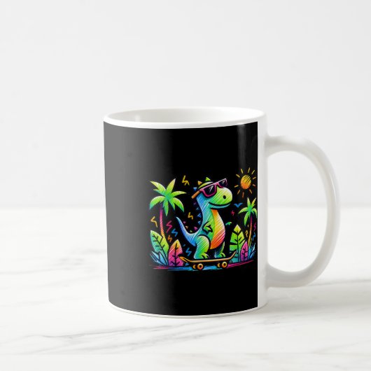 Kidcore Esthetische Dinosaurus Skateboarden Doodle Koffiemok (Rechts)