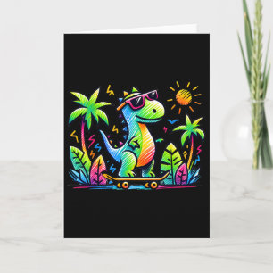 Kidcore Esthetische Dinosaurus Skateboarding Doodl Kaart