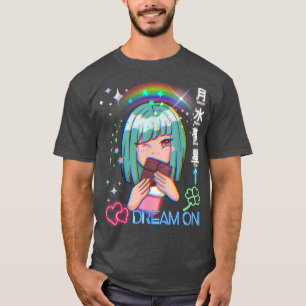 Kidcore Kawaii Snoep Anime Girl Glitchy Vaporwave T-shirt