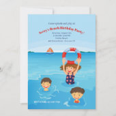Kiddie Beach Verjaardagsfeestuitnodiging Kaart (Voorkant)
