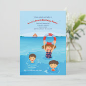 Kiddie Beach Verjaardagsfeestuitnodiging Kaart (Staand voorkant)