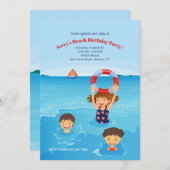 Kiddie Beach Verjaardagsfeestuitnodiging Kaart (Voorkant / Achterkant)