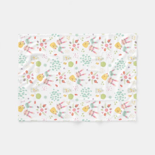 Kiddie Easter Bunny Pattern Fleece Deken (Voorkant (Horizontaal))