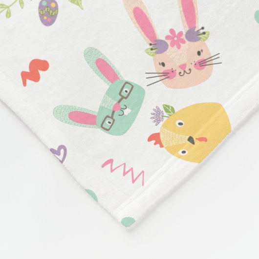Kiddie Easter Bunny Pattern Fleece Deken (Hoek)